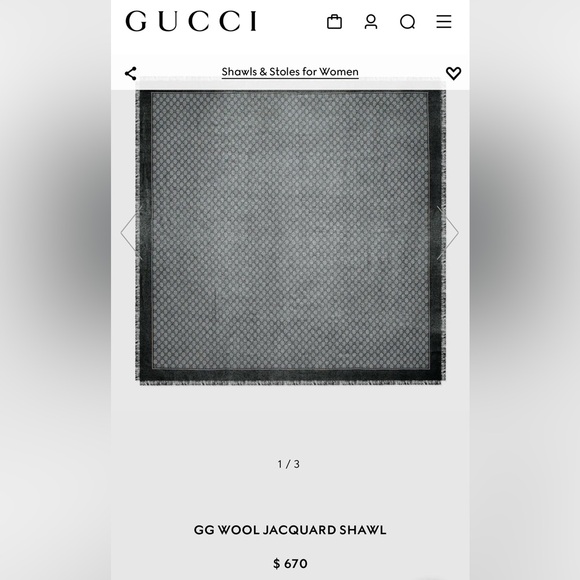 Gucci Scarf, Black and Gray with Iconic GG logo, NWT - Picture 10 of 12